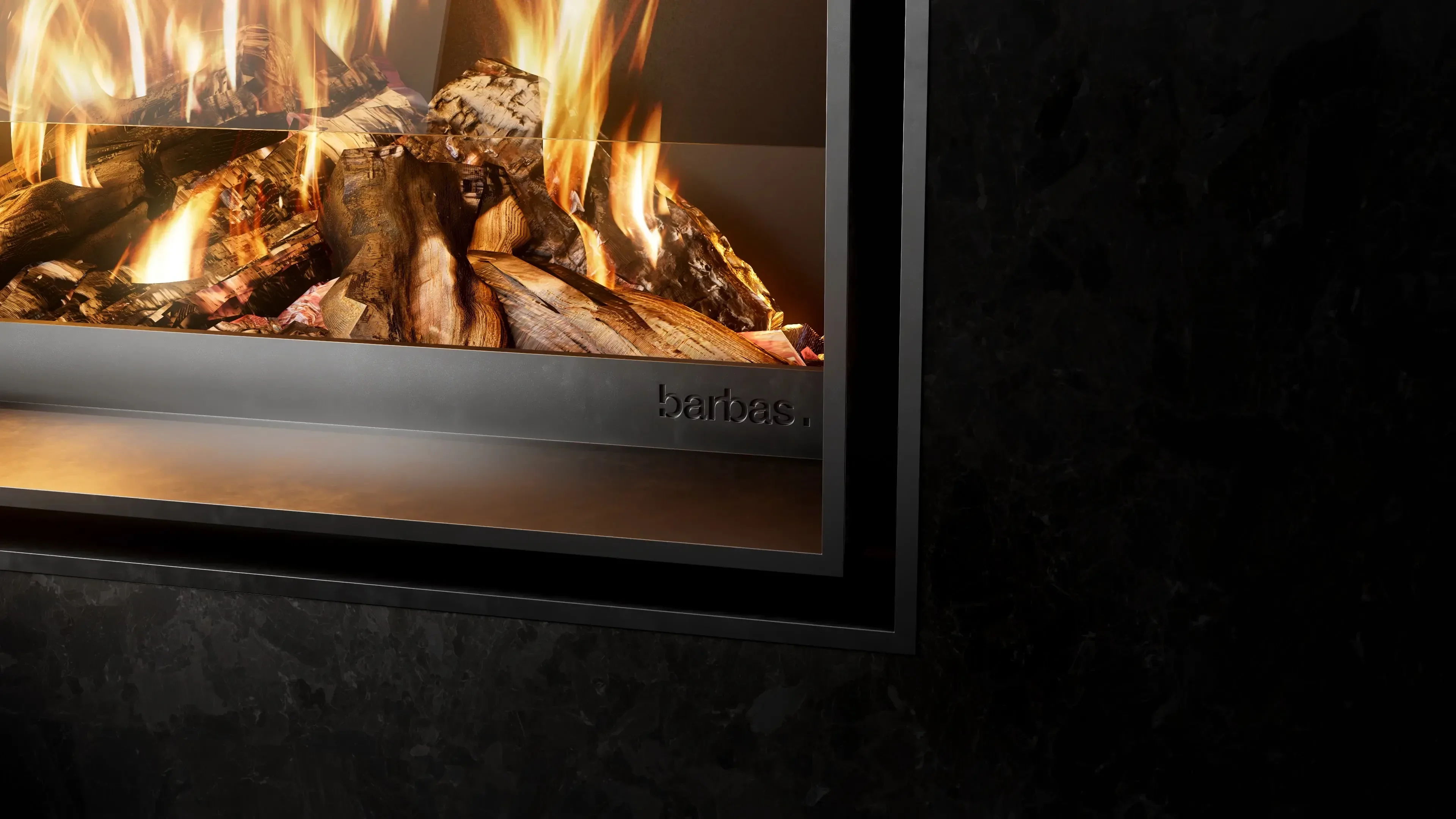 Close up Barbas logo in haard